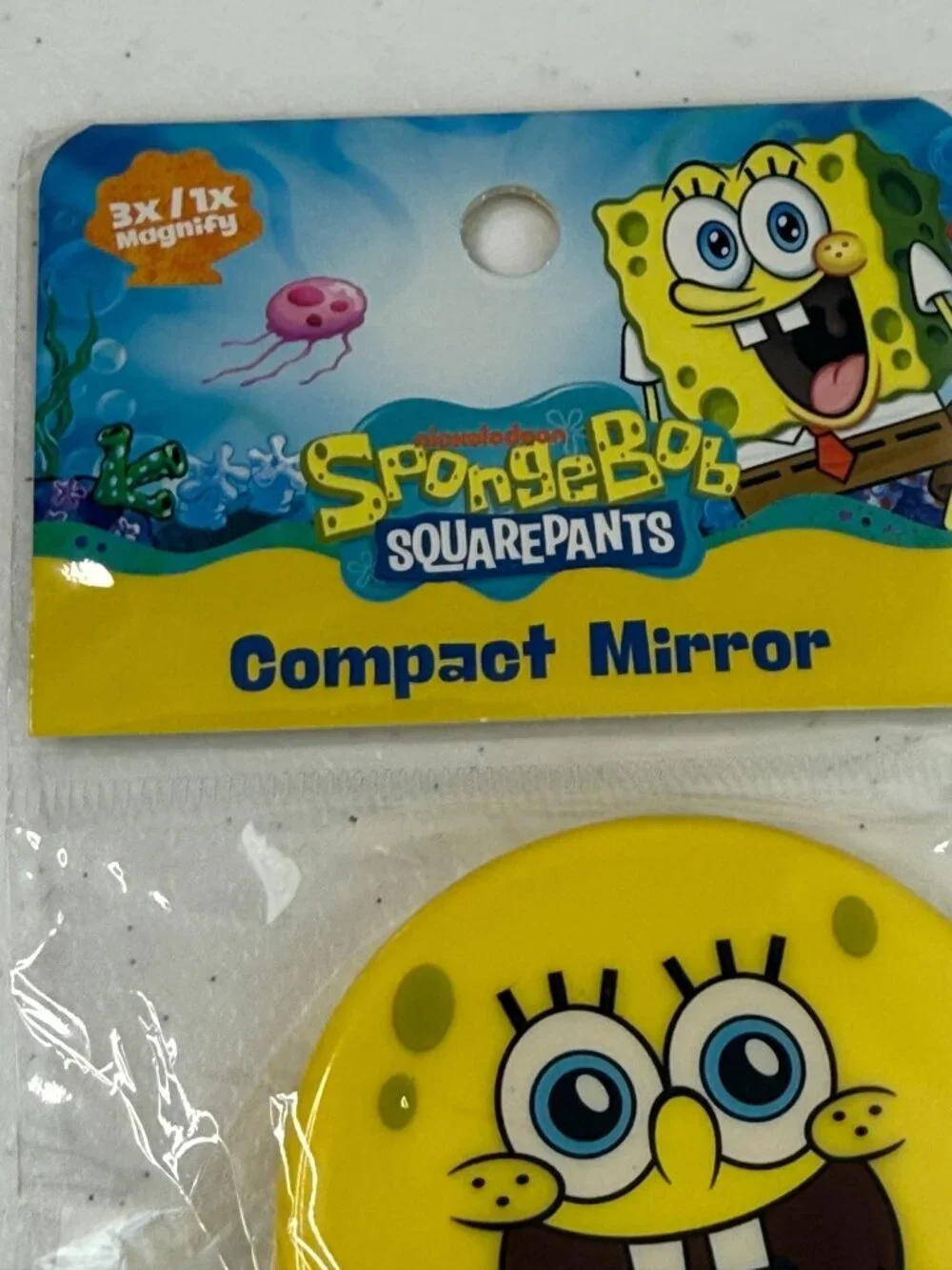 SpongeBob SquarePants Yellow Face Compact Mirror 3X 1X New